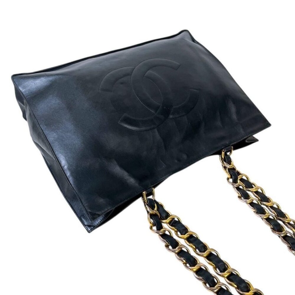 Authentic CHANEL Jumbo XL Shopping Tote Timeless Classic Black Lambskin Vintage - Picture 7 of 13